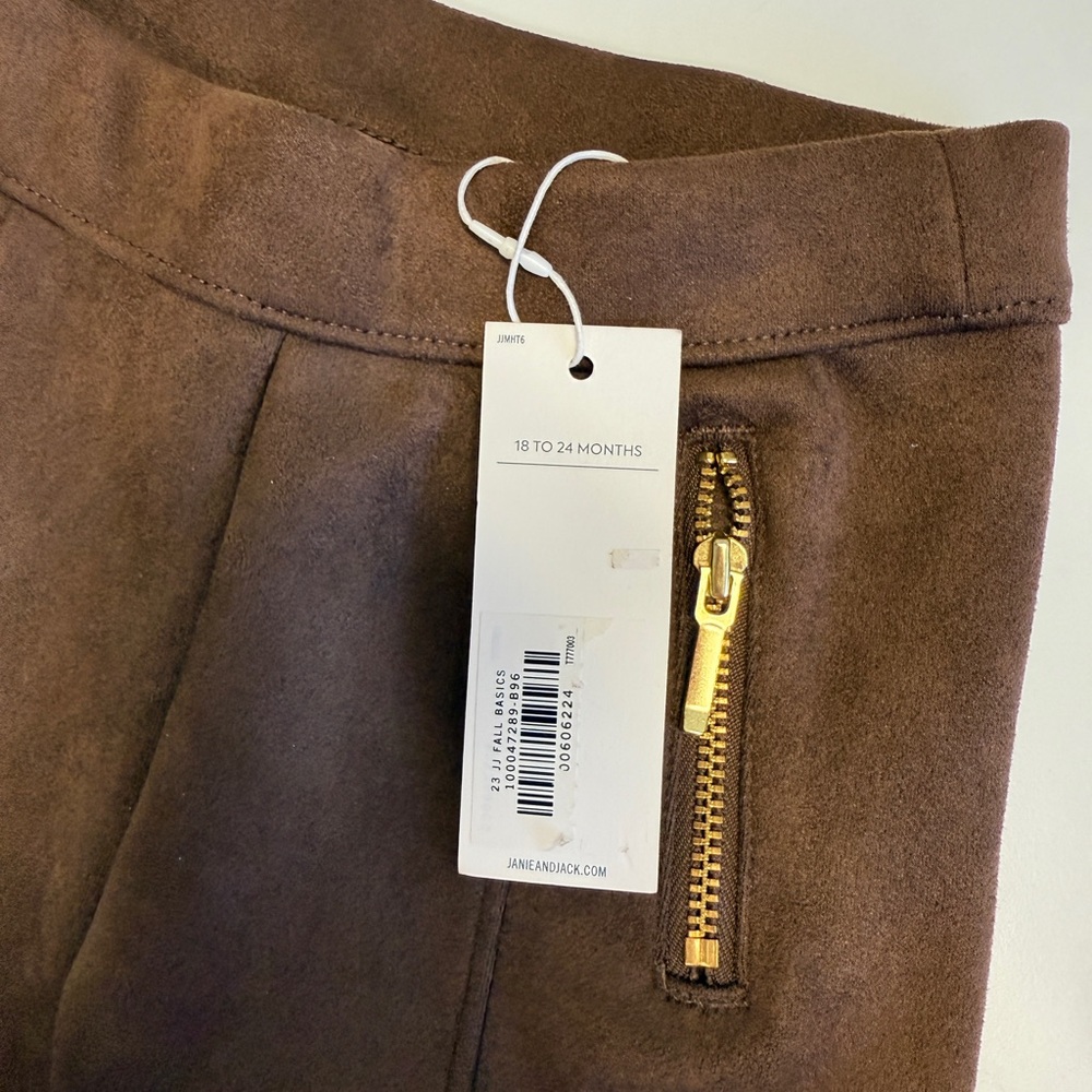 Brown Kids Bottoms with Zipper Accents - Picture 3 of 4